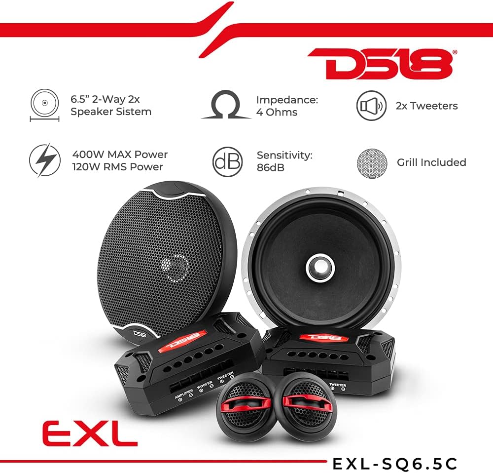 Componentes 6.5" DS18 2 vías 3-ohm 120 watts RMS (par)