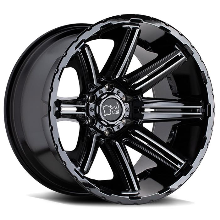 Rin 20x9.5 5 x 150 Rampage Gloss Black Offset +12 Black Rhino