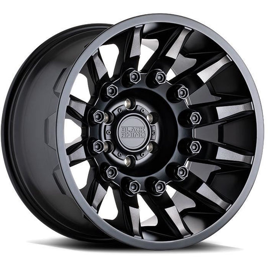 Rin 17x8.5 6x139 Mission Matte Black with machined tinted spokes Offset -18 Black Rhino