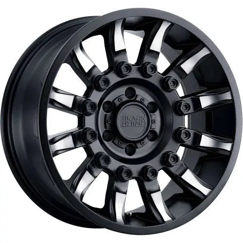 Rin 17x8.5 6x139 Mission Matte Black with machined tinted spokes Offset 0 Black Rhino