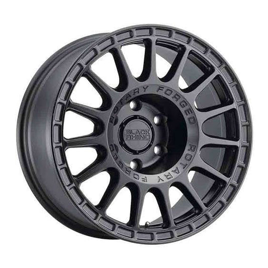 Rin 17x8.5 6x139 Sandstorm Rotary Forged Offset 0 Negro Brillante con Negro Satinado FlowForm Semi Forjado Black Rhino