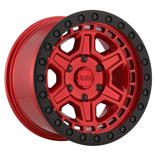 Rin 17x9 6x139 Reno Rojo con borde Negro Offset -12 Black Rhino