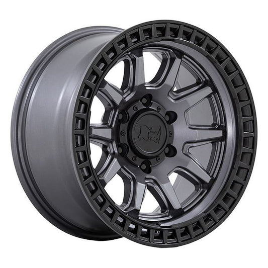 Rin 17x8.5 6x139 Calico Gris Mate offset -10 Black Rhino