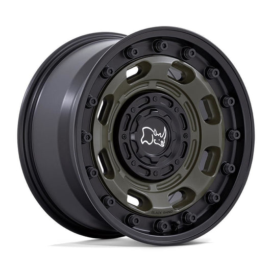 Rin 17x8.5 6x139/135 Atlas Negro con Verde offset -10 Black Rhino