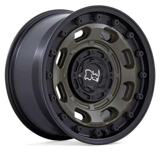 Rin 17x8.5 6x139/135 Atlas Negro con Verde offset -10 Black Rhino