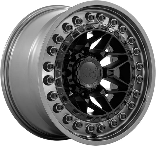 Rin 17x9 5x150 Alpha Matte Black w/ Gunmetal Lip Offset 0 Black Rhino