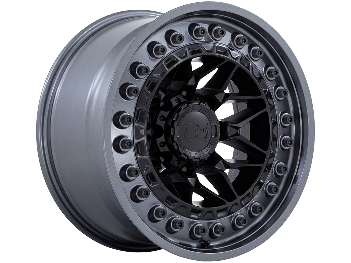 Rin 17x9 6x139 Alpha Gris con Negro offset 0 Black Rhino