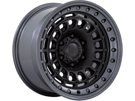 Rin 17x9 6x139 Sahara Negro matte con borde gris offset 0 Black Rhino