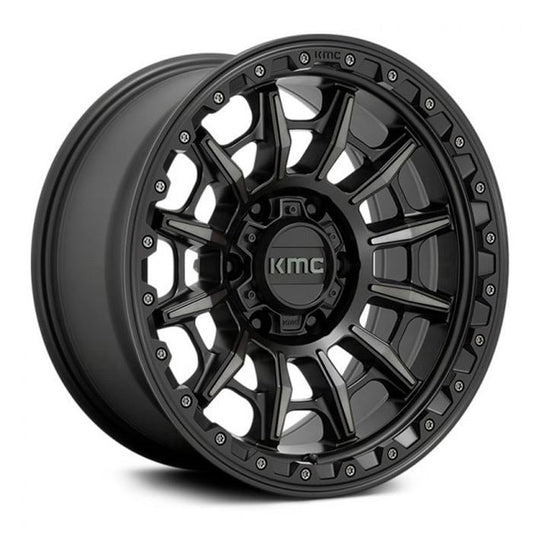 Rin 17x9 6x139 Carnage KM547 Satin Black with Gray Tint Offset -12 KMC Wheels