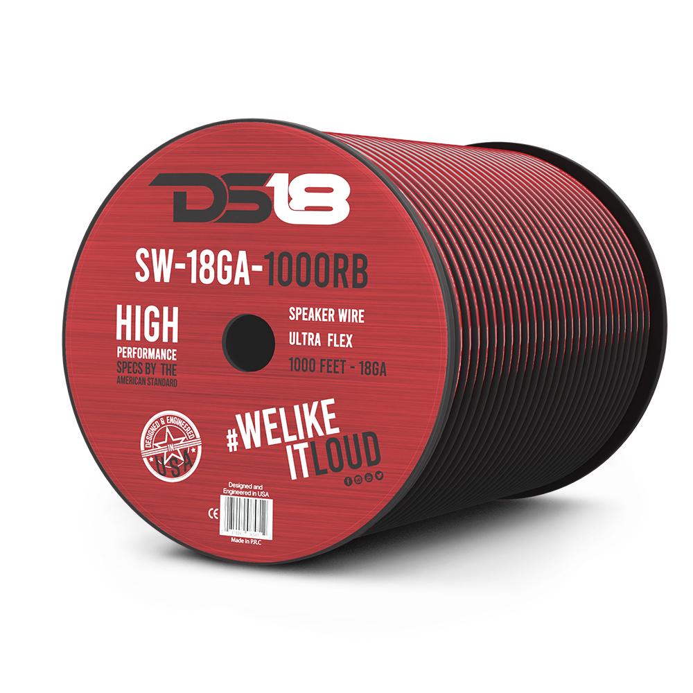 Bobina de Cable DS18 #18 para Cornetas 100 pies Rojo/Negro