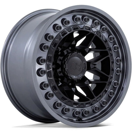 Rin 17x9 6x139 Alpha Gris con Negro offset 0 Black Rhino