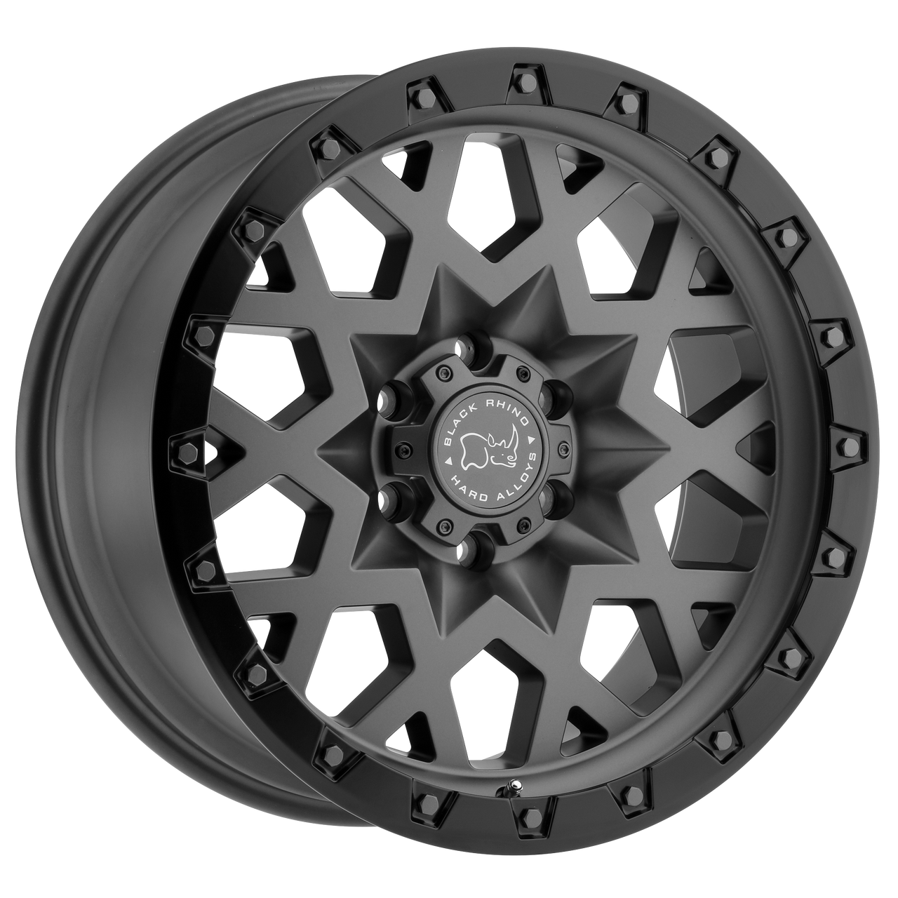 Rin 17x9.5 6x139 Sprocket Gris Matte Offset -18 Black Rhino