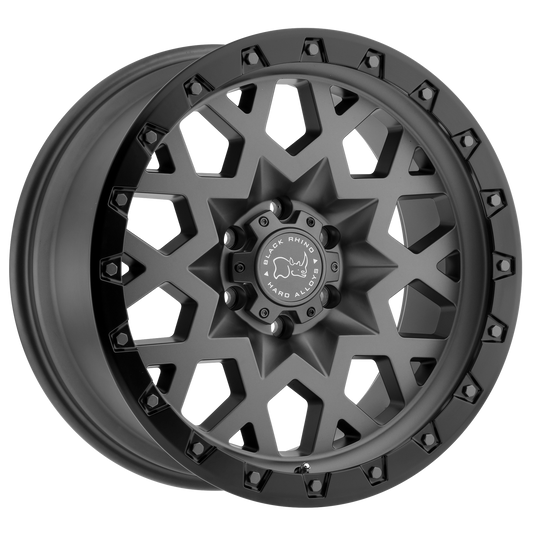 Rin 17x9.5 6x139 Sprocket Gris Matte Offset -18 Black Rhino