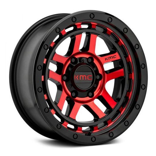 Rin 17x9 6x139 Recon KM544 Gloss Black & Red Offset -12 KMC Wheels